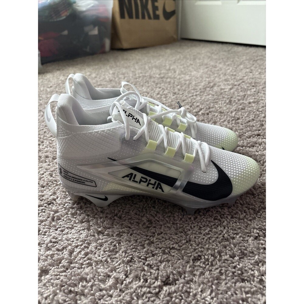 Nike Men's 10.5 Alpha Menace 4 Elite Football Cleats White/Silver FD7036-100 New - Picture 5 of 6